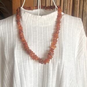 Baltic Amber Natural Cognac Necklace Rough Nugget Bead Vintage 13"-83 grams